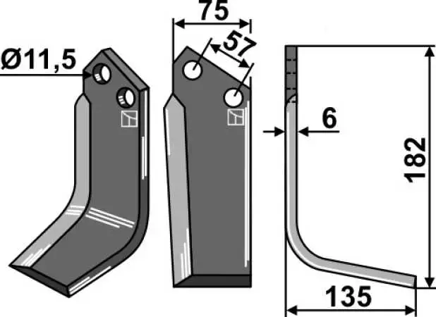 Fräsmesser 182x75mm, rechts